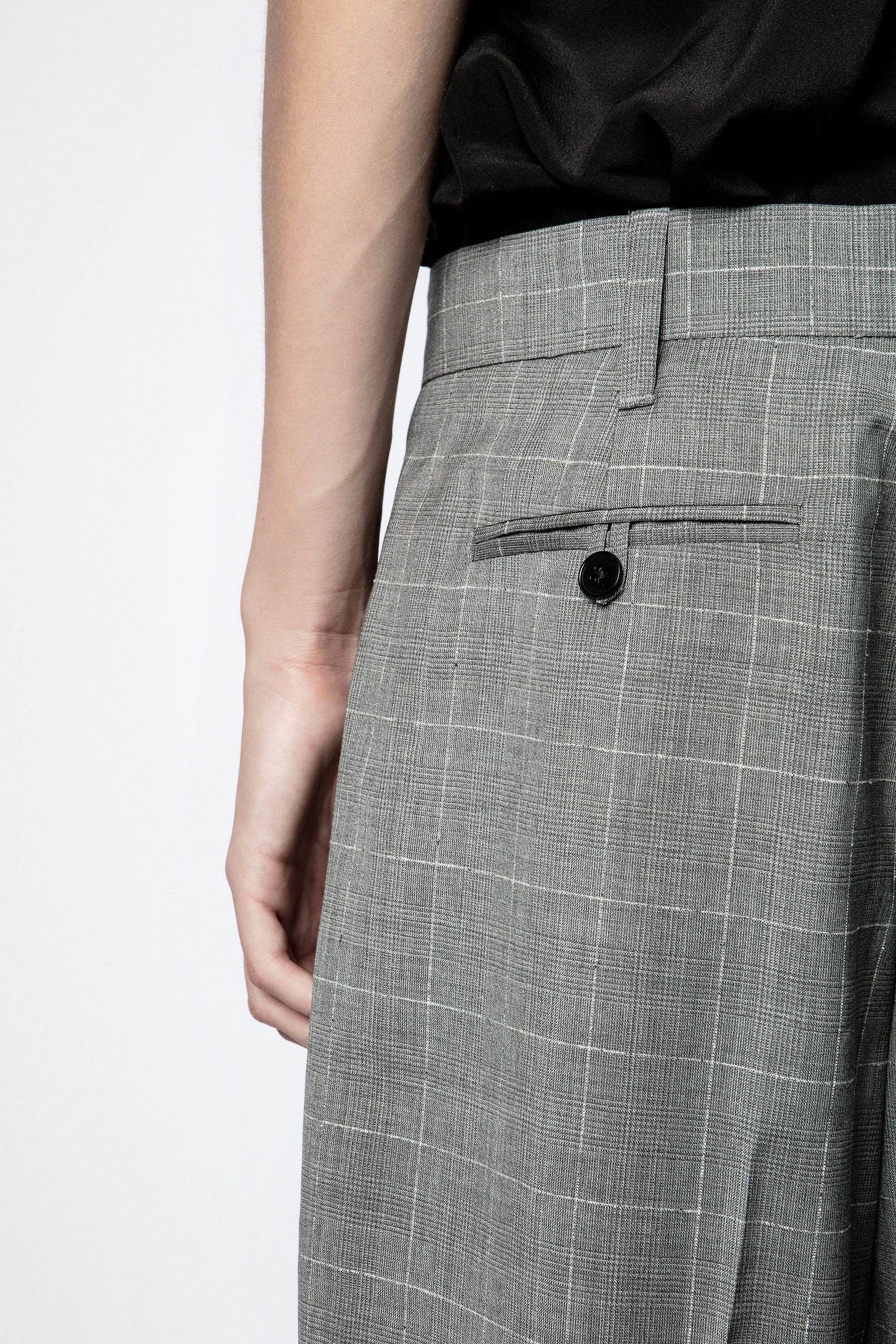 Hose Peter Check - Graue Damen-Kostümhose mit Karomuster.